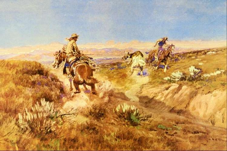 Charles M Russell When Cows Were Wild oil painting image